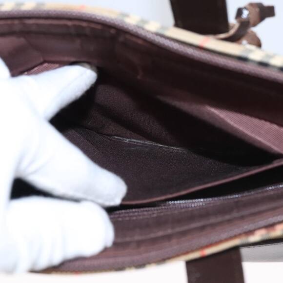 Burberry Nova Check Hand Bag Canvas Black Beige - Picture 12 of 16